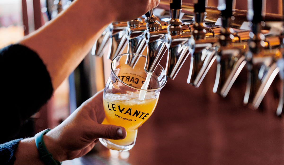 Levante Beer Pour in Taproom