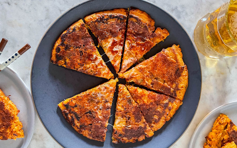 sweet sour kimchi cheese pancake