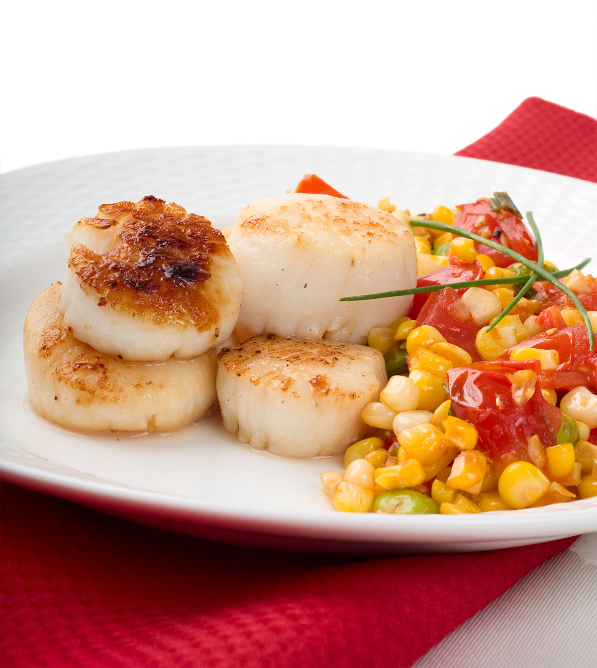 Seared Scallops with Saison Jus and Succotash