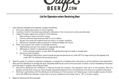 Operator's Guide to Receiving Beer